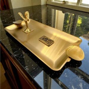 Rolls Royce Gold Cigar Ashtray Flying Lady Hood Ornament- Change Holder Key Tray